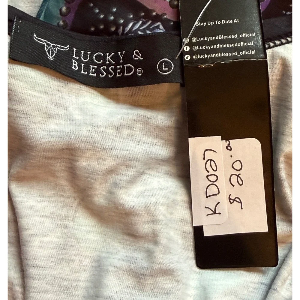 Lucky & Blessed Women Paisley Southwestern Roll Tab Cardigan Black Teal  NWT